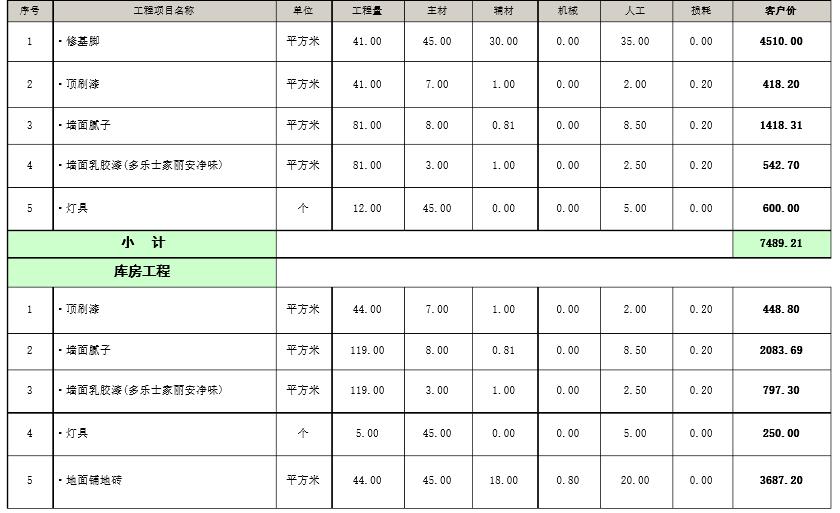 厂房91视频直播APP工程预算表